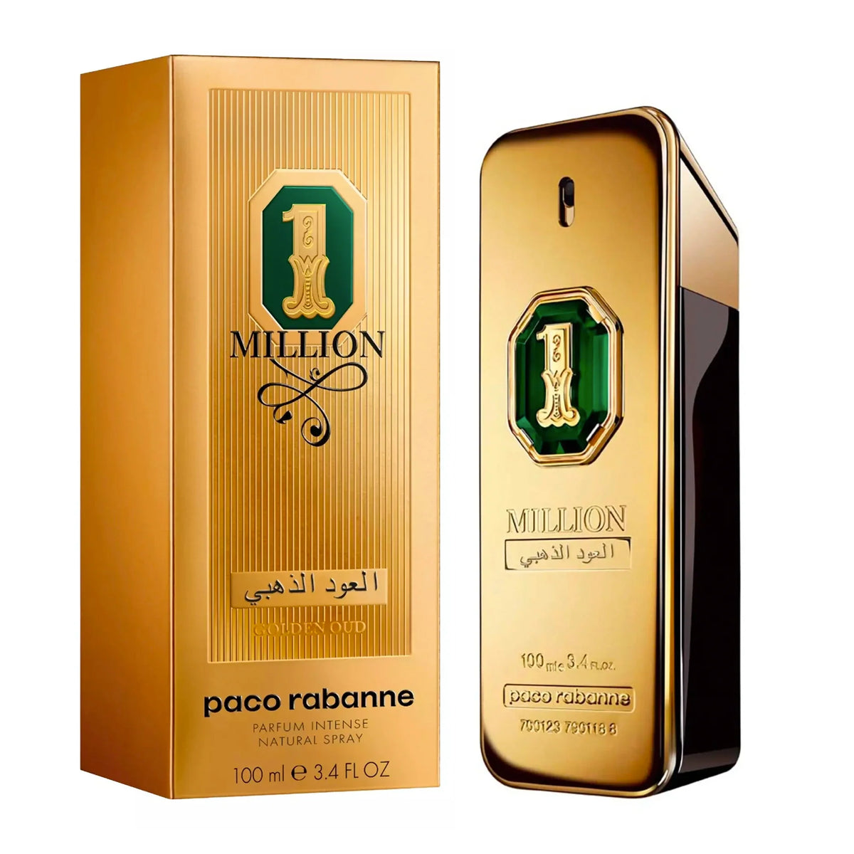 Paco Rabanne 1 Million Golden Oud Eau de Parfum Intense 3.4 oz fragrance bottle