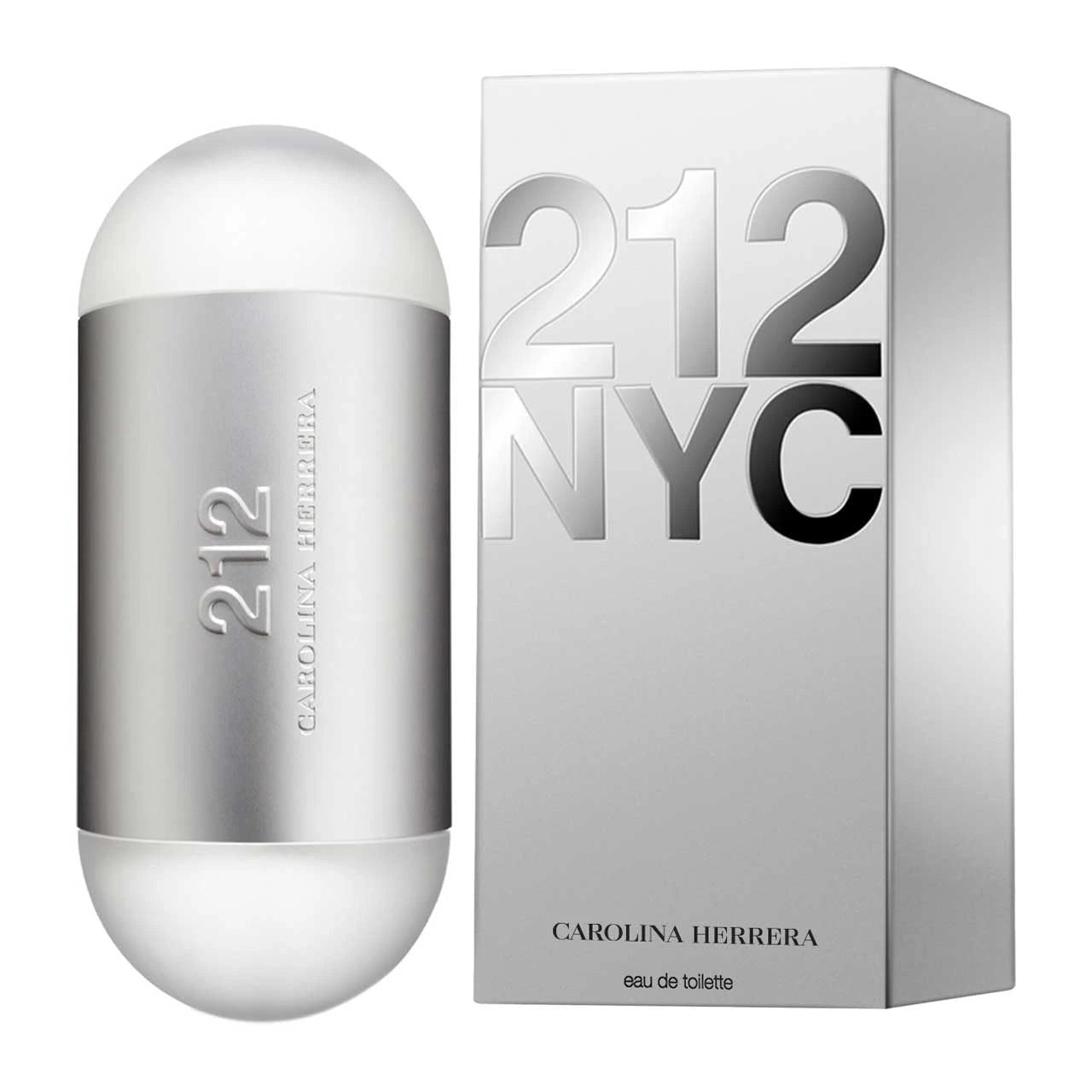 Carolina Herrera 212 Eau de Toilette silver capsule 2 oz bottle with presentation box