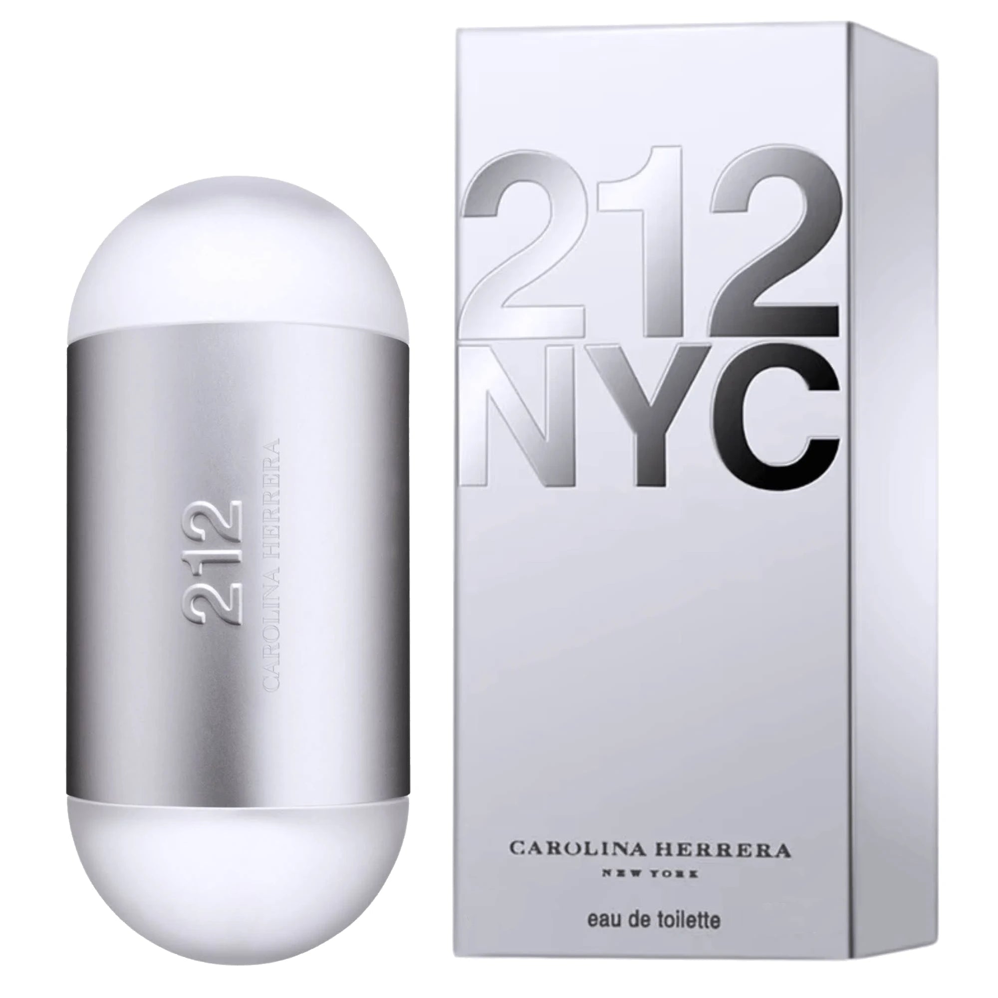 Carolina Herrera 212 Eau de Toilette silver capsule 3.4 oz bottle with presentation box