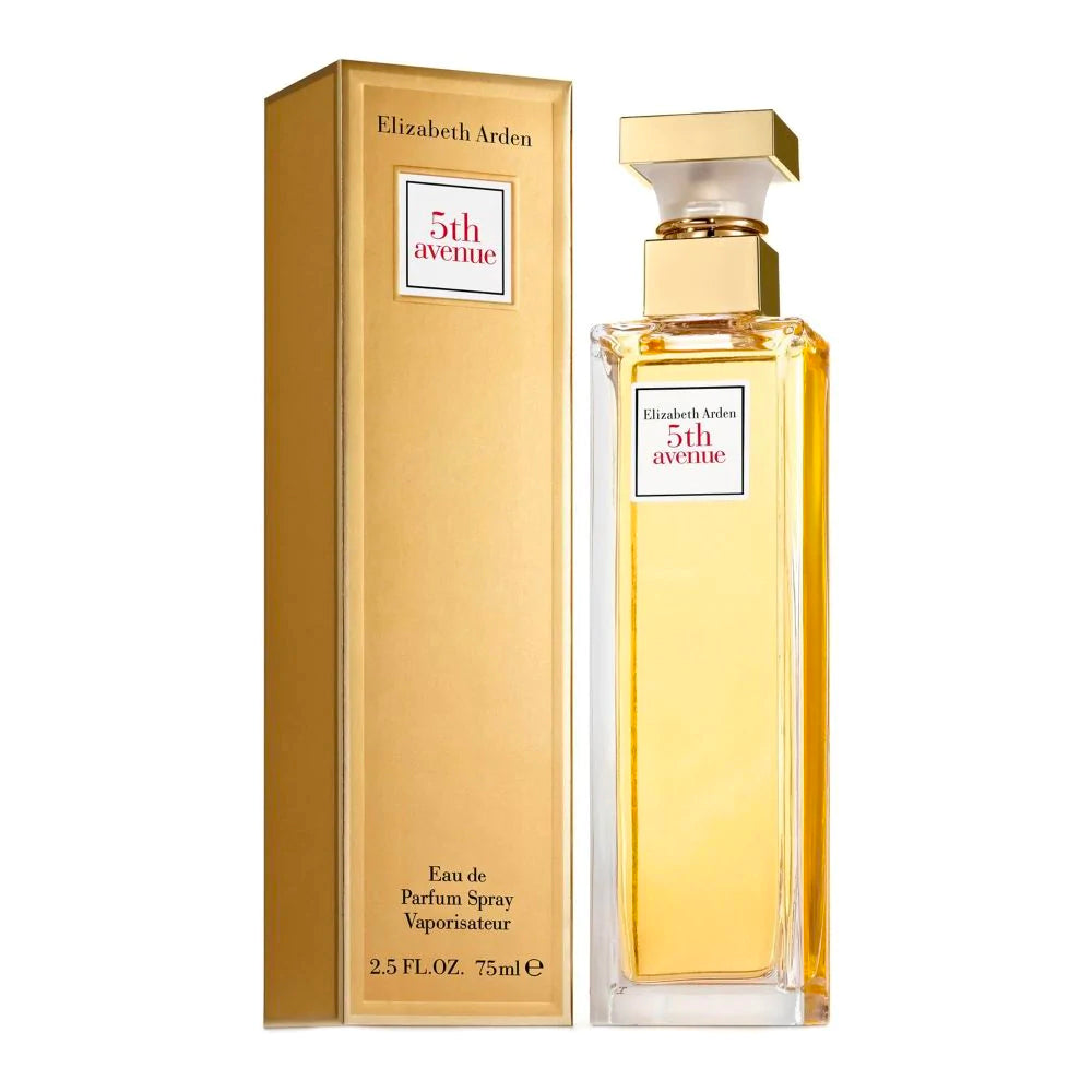 Elizabeth Arden 5th Avenue Eau de Parfum gold-toned 2.5 oz bottle with presentation box