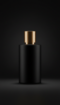 Matte black perfume bottle with bronze accent