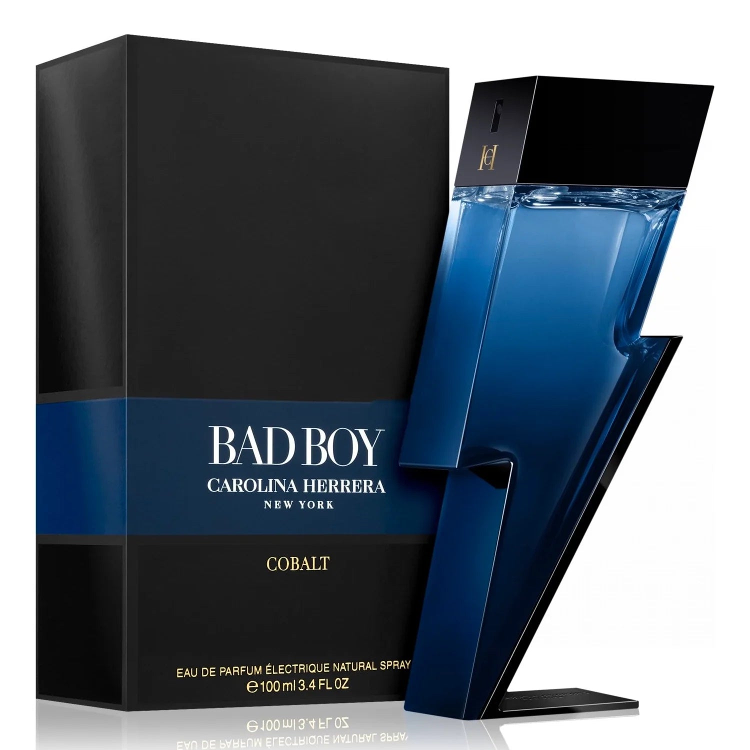 Carolina Herrera Bad Boy Cobalt Parfum Électrique Eau de Parfum 3.4 oz fragrance bottle