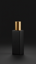 Travel size black perfume bottle with metallic cap