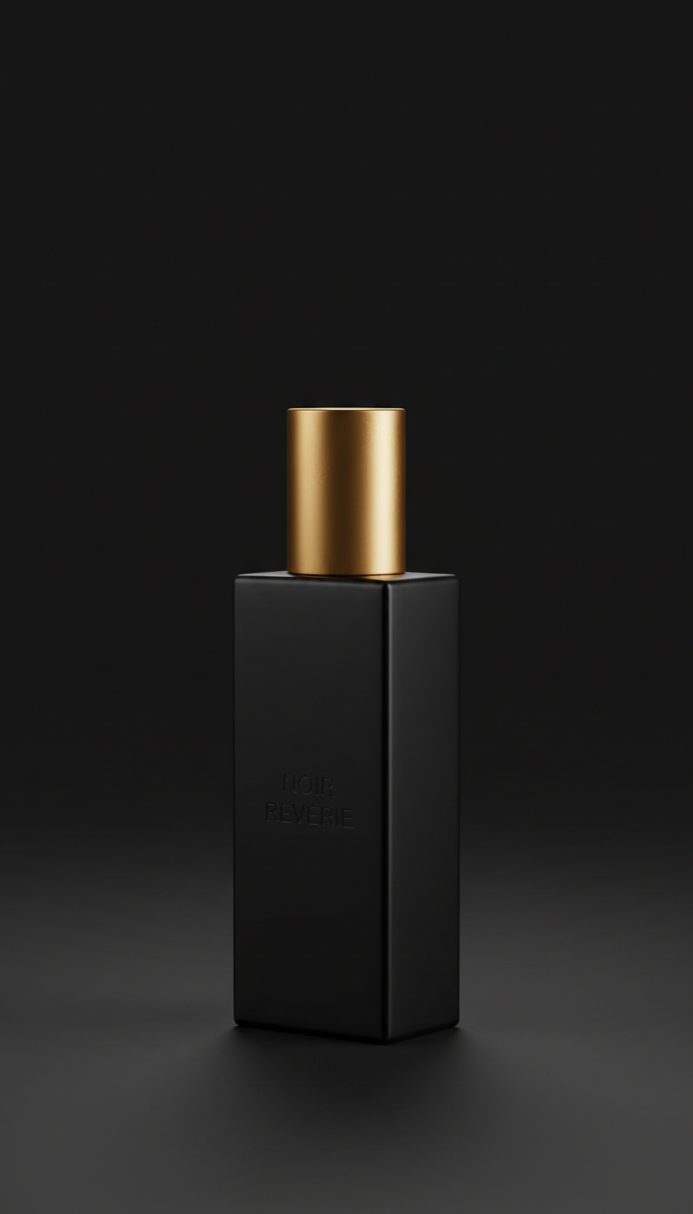 Travel size black perfume bottle with metallic cap
