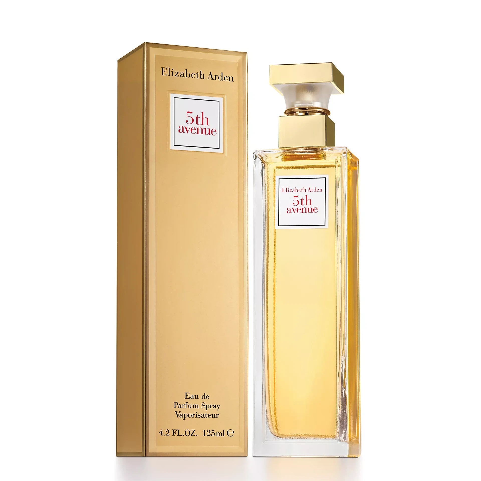 Elizabeth Arden 5th Avenue Eau de Parfum gold-toned 4.2 oz bottle with presentation box