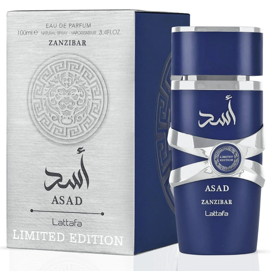 Lattafa Asad Zanzibar Limited Edition Eau de Parfum 3.4 oz fragrance bottle