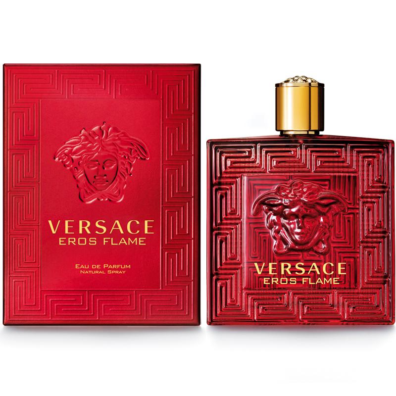 Versace Eros Flame Eau de Parfum red 3.4 oz bottle with matching presentation box