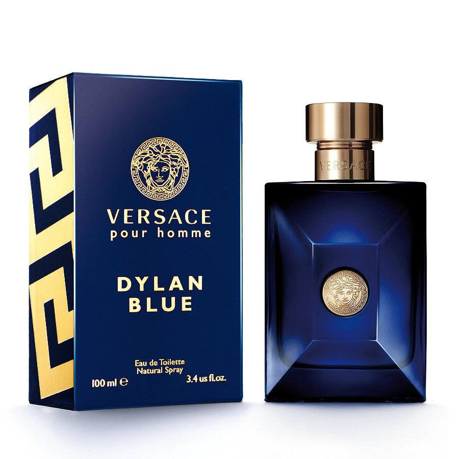 Versace Dylan Blue Eau de Toilette deep blue 3.4 oz bottle with black presentation box