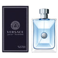 Versace Pour Homme Eau de Toilette clear blue 3.4 oz bottle with silver presentation box